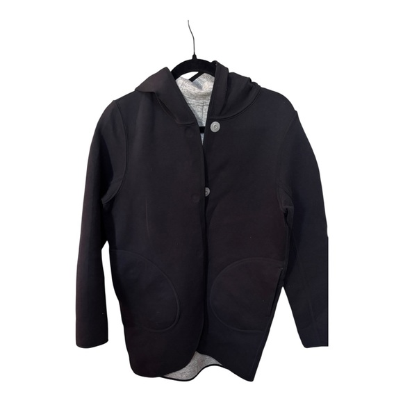 Lululemon Urban Horizons Snap Wrap Jacket Hooded Reversible Black/Gray - Picture 1 of 6